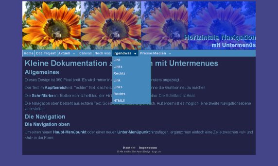 Vorschaubild Design Blumen mit horizontaler Navigation und zweiter Menüeben